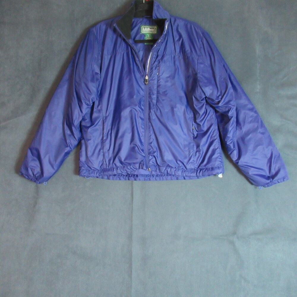 LL Bean Jacket Womens Large Blue Windbreaker Full Zip Nylon Coat Outdoors